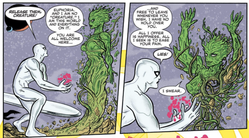 Illustration for article titled Silver Surfer #12 is a heartwarming romance with rich superhero spectacle